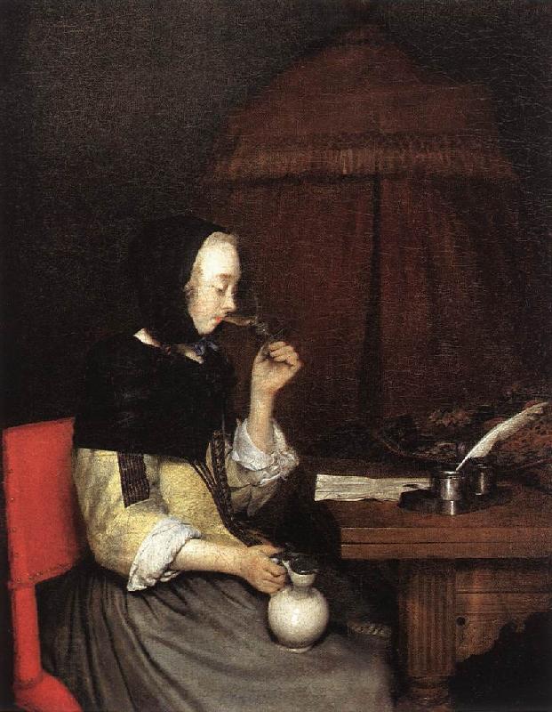 TERBORCH, Gerard Woman Drinking Winen 5r oil painting picture